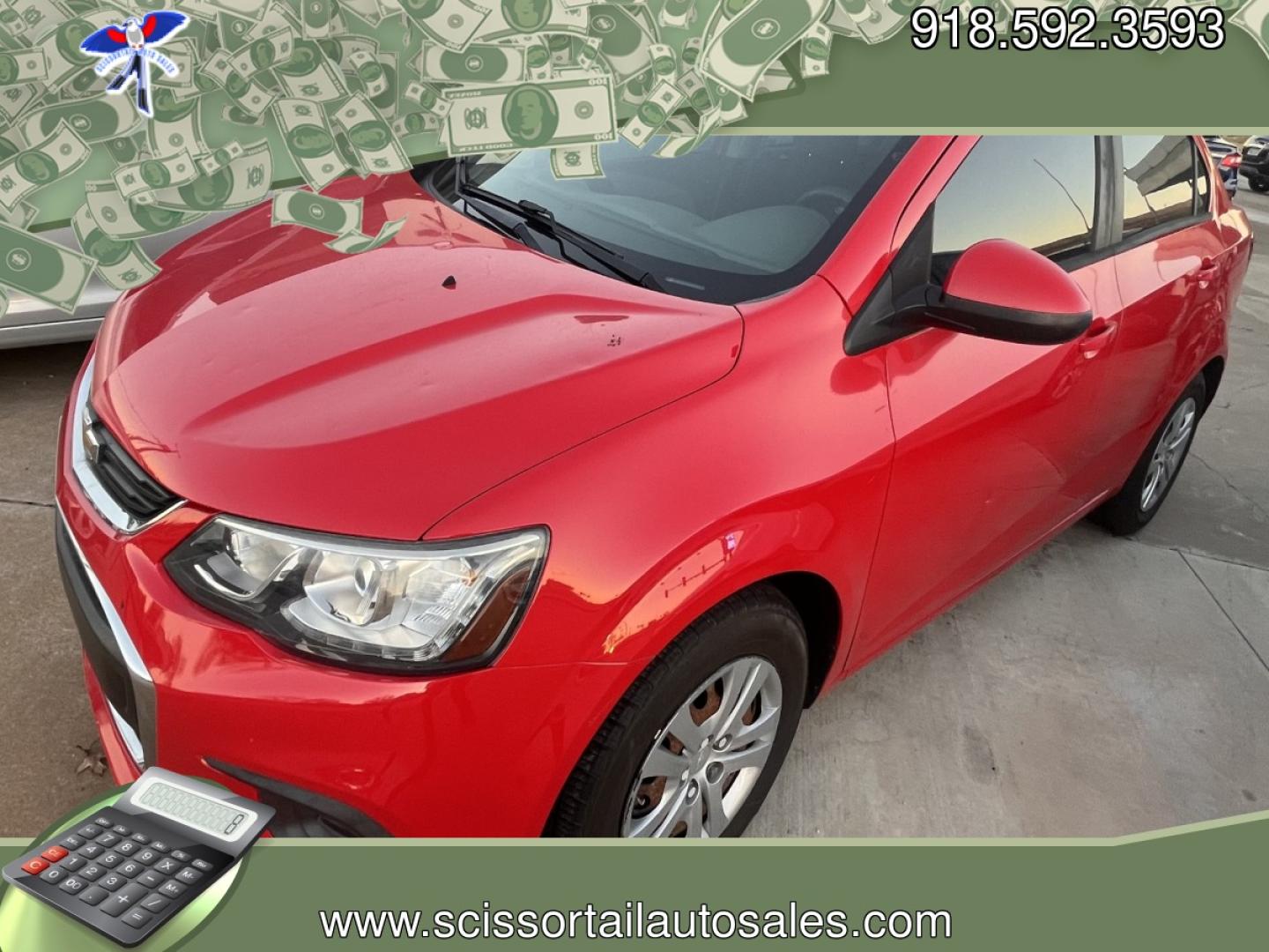 2017 RED CHEVROLET SONIC LS LS Manual Sedan (1G1JB5SH0H4) with an 1.8L L4 DOHC 24V engine, 5M transmission, located at 8101 E. Skelly Dr., Tulsa, OK, 74129, (918) 592-3593, 36.121891, -95.888802 - Photo#0